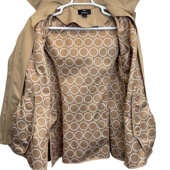 DENNIS by Dennis Basso Tan Jacket L Full Zip Rain Coat Detachable Hood Lined - Picture 9 of 13